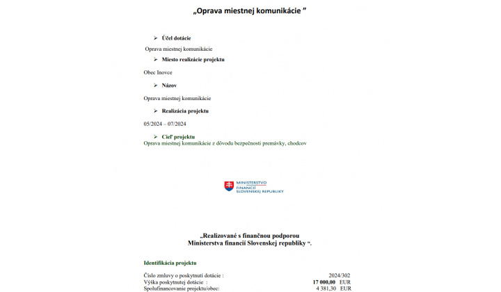 Oprava miestnej komunikácie